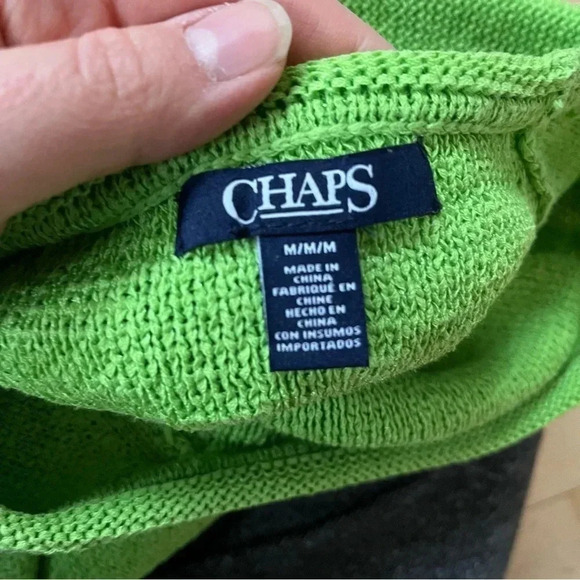 Chaps Women's Lime Green Sweater Sz M Pullover Knit Spring Long Sleeves - Picture 8 of 8
